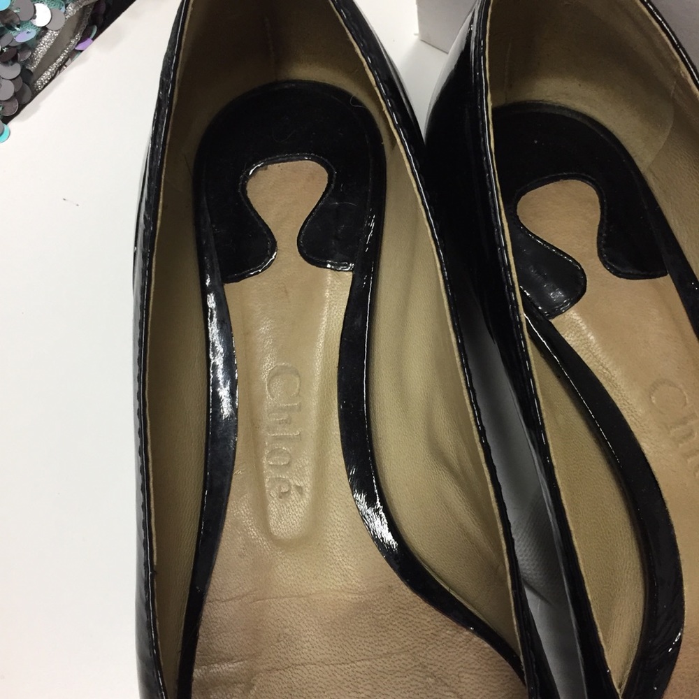 Chloé Black patten leather, Peep Toe ballet flats - Picture 6 of 8